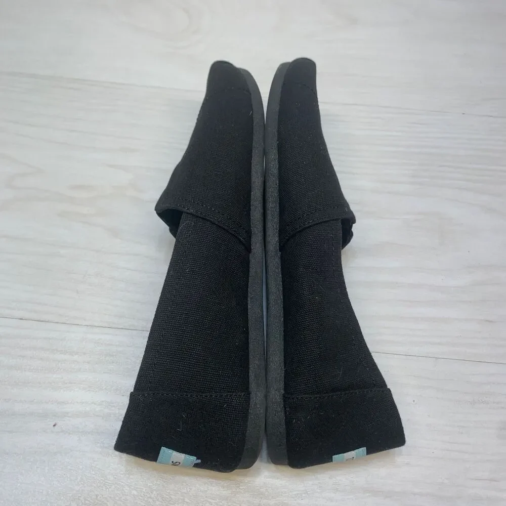Womens TOMS Canvas Slip On Black Comfort Classic Lightweight‎  US Size 10